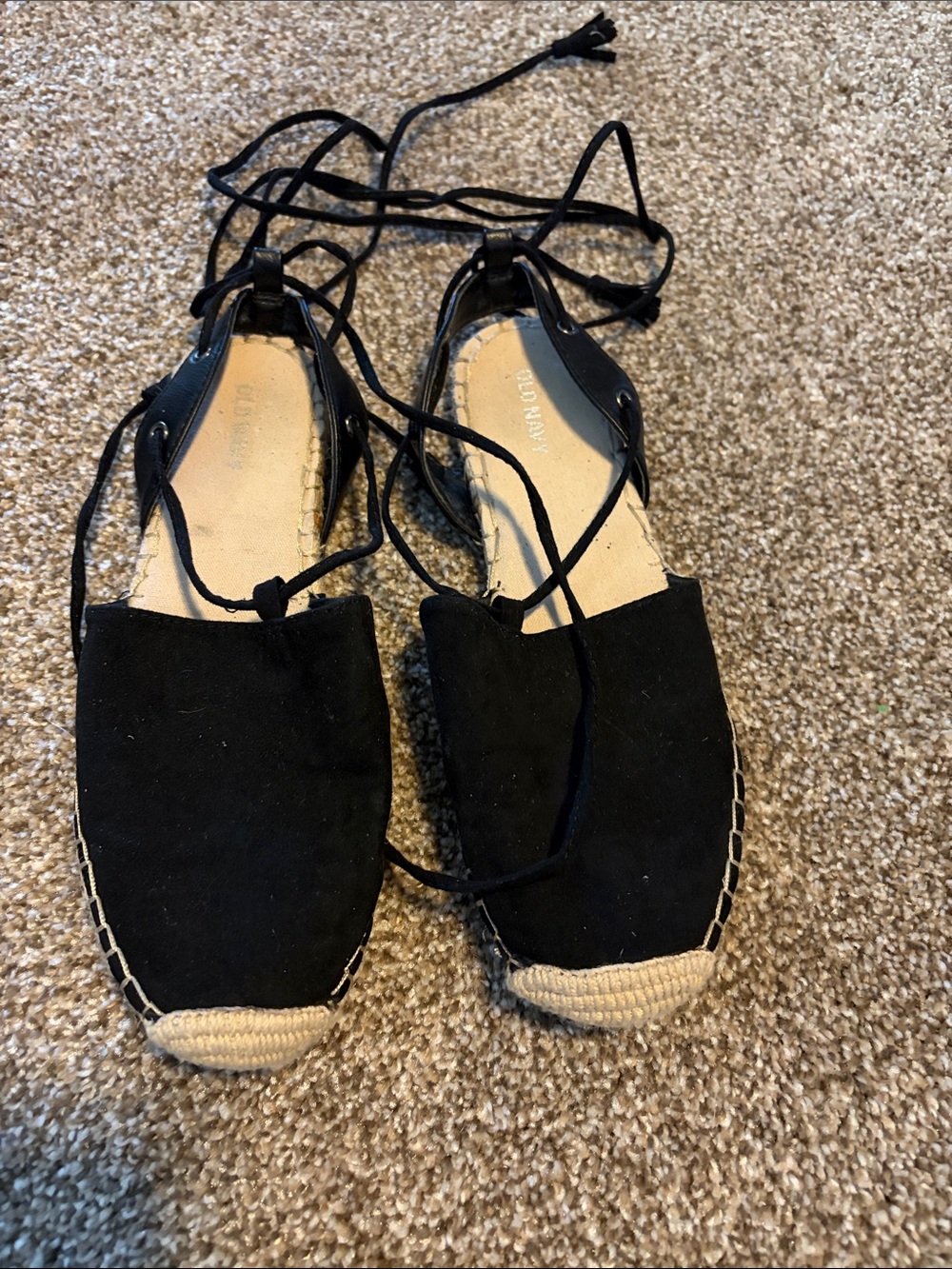 Old Navy Black Lace-Up Espadrille Flats